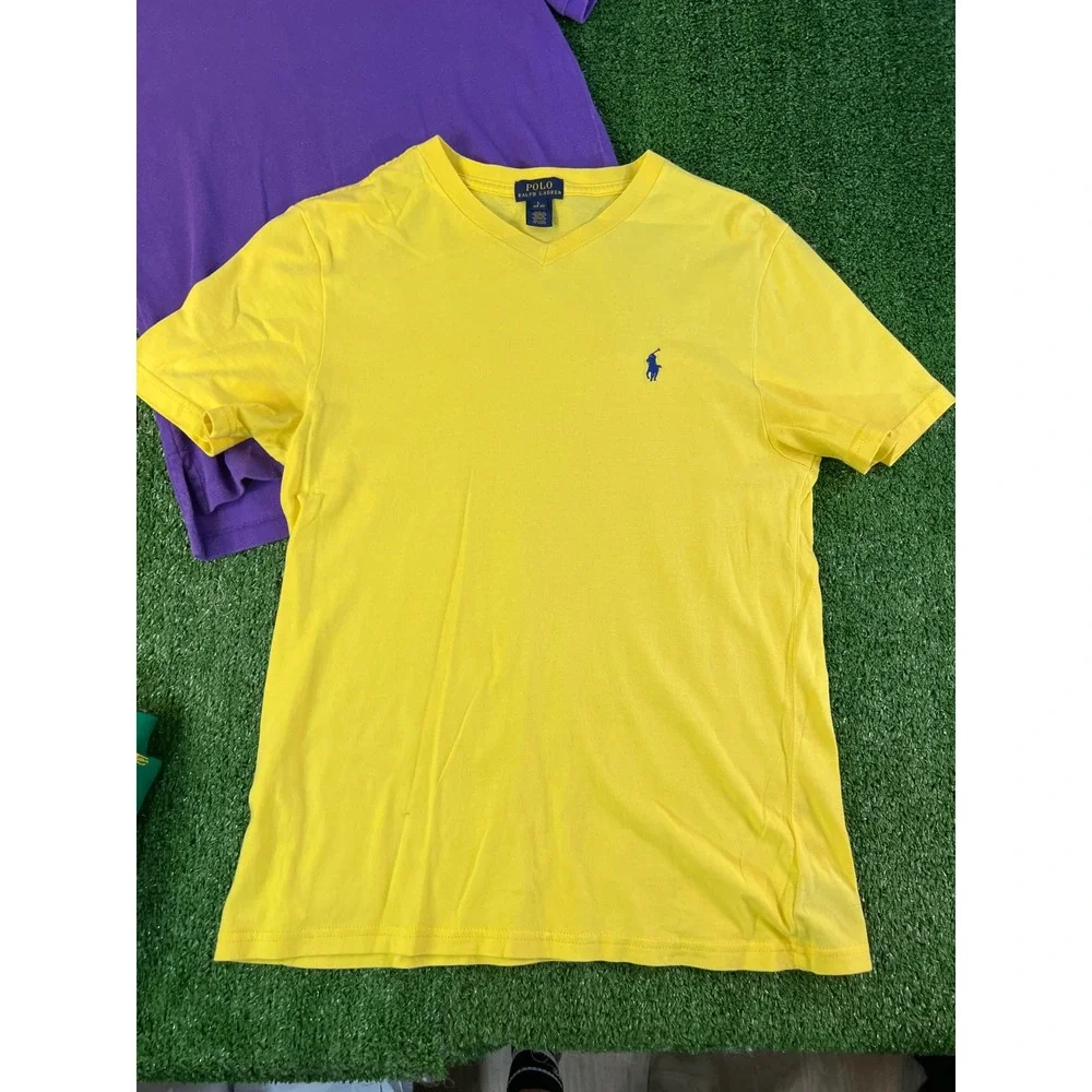 Lot of 3 Polo Ralph Lauren Kids Large 14-16 Shirts Purple Yellow Green Tee Polo